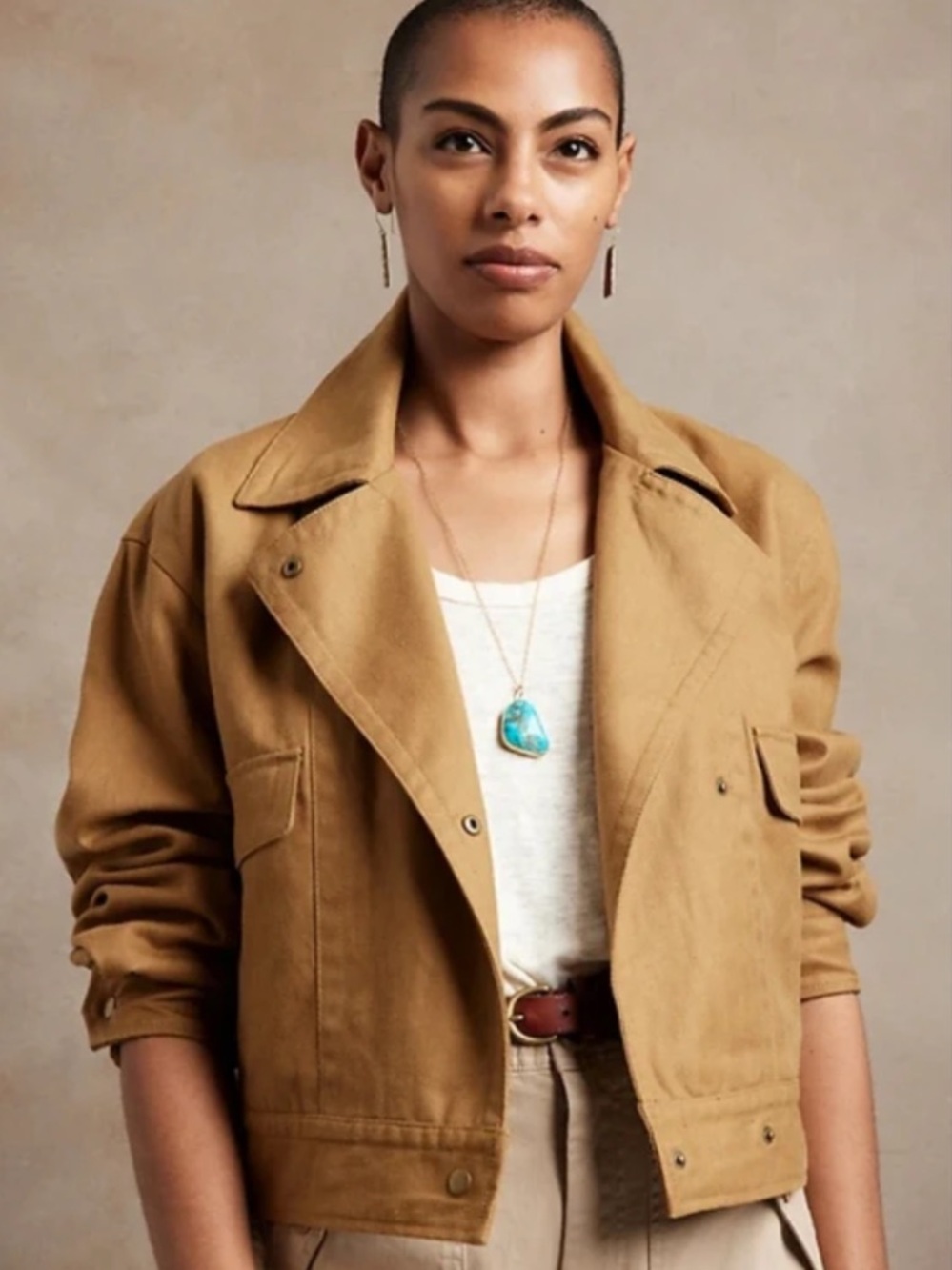 Banana Republic Tan Linen-like Blend Bomber Jacket [Size XL]